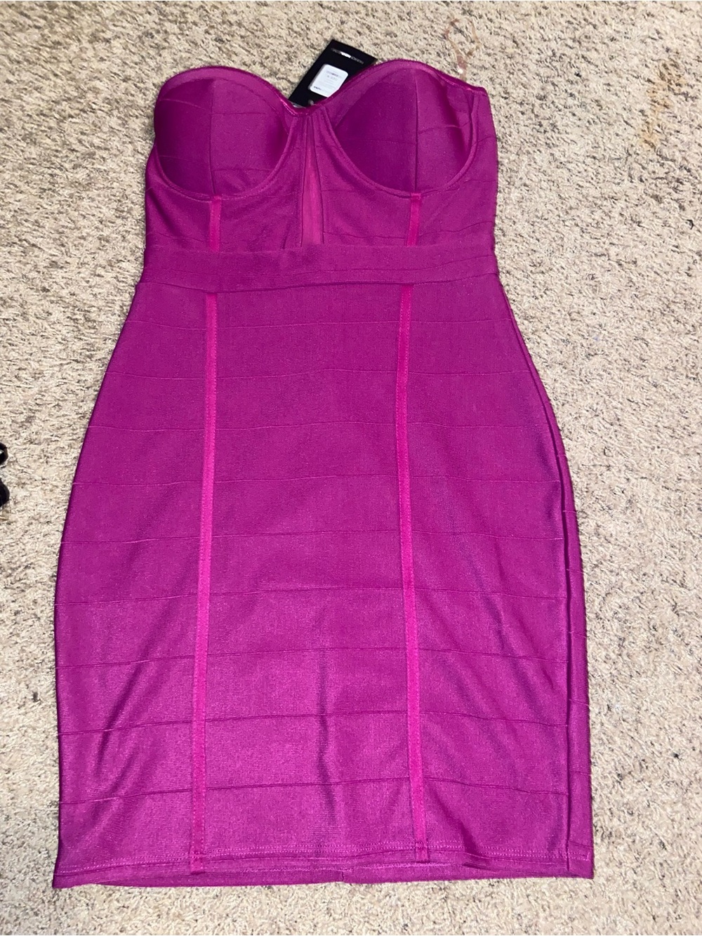 Fashion Nova Strapless Bodycon Dress in Fuchsia Pink